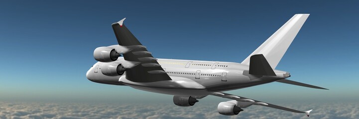 modern passenger airplane in flight above the clouds © Riko Best