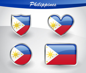 Fototapeta premium Glossy Philippines flag icon set