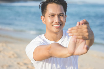 athlete warming up before jogging