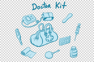 doctor kit medical instruments and medicines