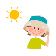 vector illustration of an elder woman wearing a hat