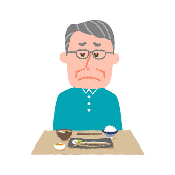 vector illustration of an elder man without appetite