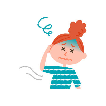 vector illustration of a woman feeling dizzy