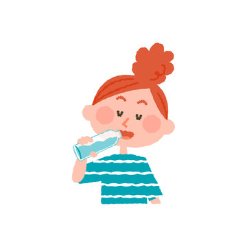 vector illustration of a woman drinking water
