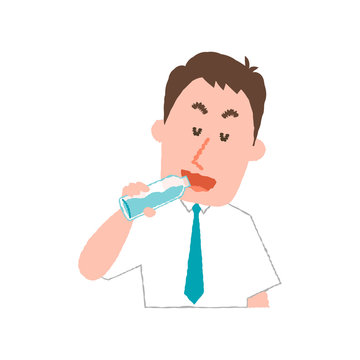 vector illustration of a businessman drinking water