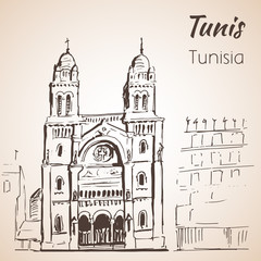 Tunis Cathedral sketch.
