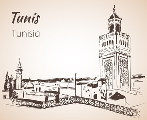 Tunis cityscape sketch.
