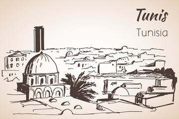 Tunis cityscape sketch.