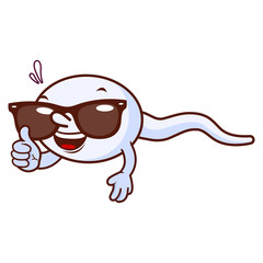 Sperm cartoon with sunglasses. Vector illustration