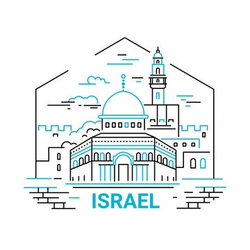 Israel - modern vector line travel illustration