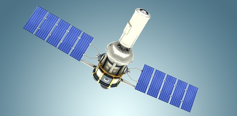 Composite image of 3d image of modern solar satellite