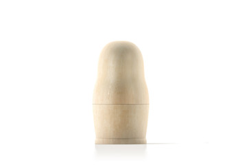 Blank wooden nesting doll mock up, russian matryoshka, 3d rendering. Empty matrioshka toy mockup, traditional souvenir. Wood babushkas figure, national matreshka design template.