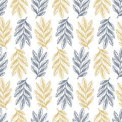 Soft leaves seamless pattern. Botanical leaf background. Vector illustration
