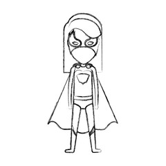 Fototapeta na wymiar monochrome blurred contour faceless of standing girl superhero with short straight hair vector illustration