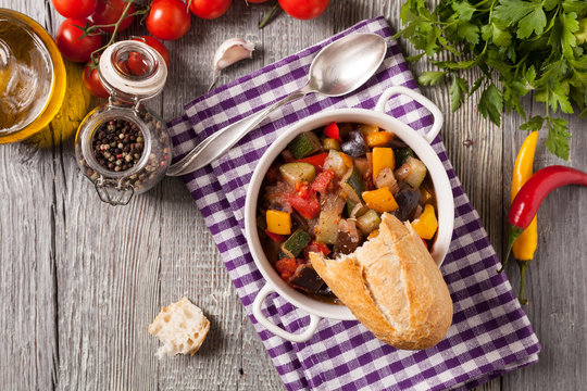 Ratatouille, classic French stew of summer vegetables