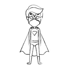 monochrome blurred contour faceless of standing male superhero vector illustration