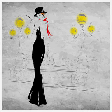 Fashion girl in evening dress