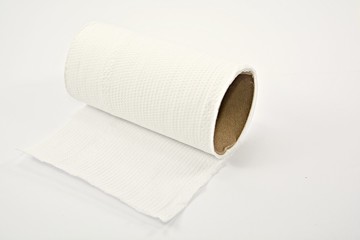 Tissue paper rolls out, then the white backdrop.