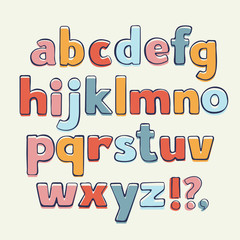 Summer hand drawn colorful alphabet. Vector letters set.