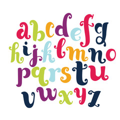 Vector cartoon funny english alphabet. Modern calligraphy font. Vector letters isolated and easy to use. 