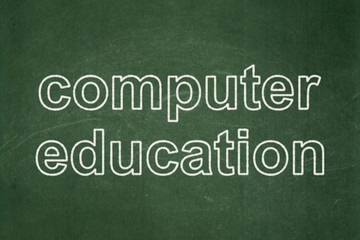 Fototapeta premium Learning concept: Computer Education on chalkboard background