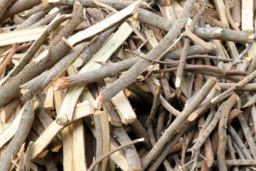 Much Plenty of firewood for the fireplace in a pile, Lumber from tamarind tree.