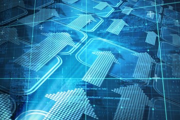 Composite image of blue matrix and codes