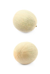 Single whole cantaloupe melon isolated