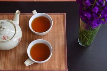 Tea for two with flowers 