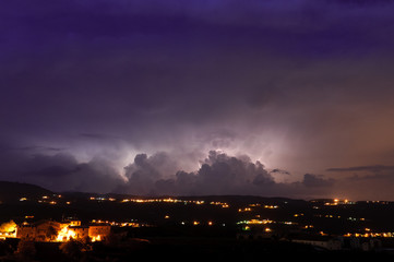 Thunderstorm behind the clouds