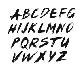 Painted ABC Font Brush Strokes - 153014595