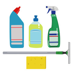 House cleaning set. Means for cleaning and washing windows - illustration