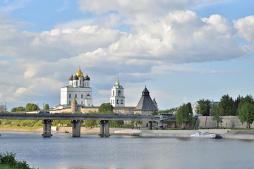 The river view Great, Olginsky bridge and the Trinity Cathedral