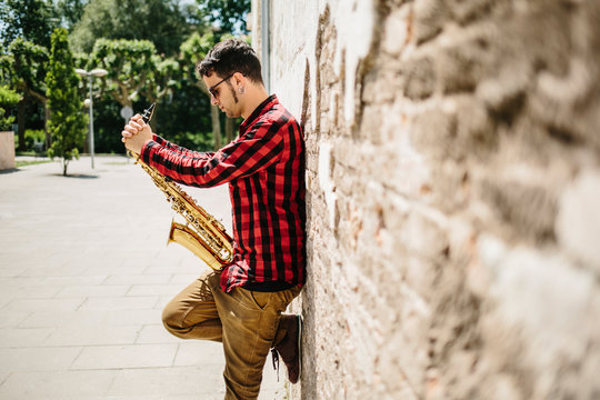 Smiling Jazzman With Sax