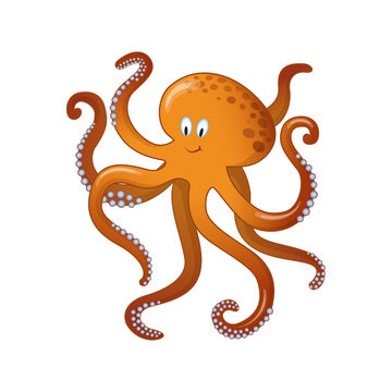 Octopus sea animal cartoon illustration for children