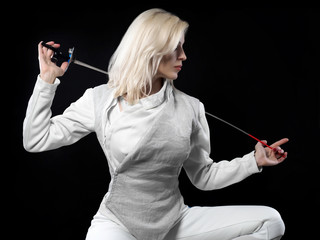 Portrait of woman fencer