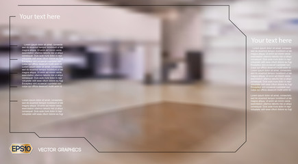 Blurred interior background Vector illustration for infographics, mockup, posters, print, Place for text