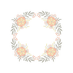 Obraz premium Vector wreath with hand drawn floral elements