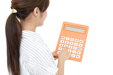 計算機を持つ女性