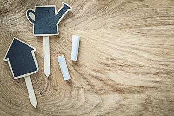 Black wooden chalkboard price sign tags on wood board horizontal