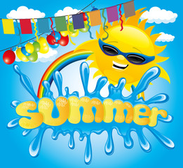 Sun and water splash.