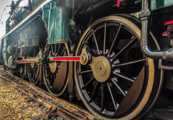 Fototapeta premium Steam locomotive wheel