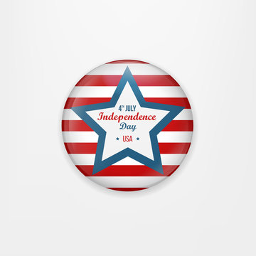 Stylish american independence day design. Badge and label isolated on white background for Independence Day. Happy Independence Day greeting card. Independence Day design. Vector illustration.