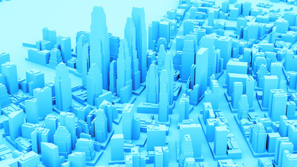 3d rendered city view with detailed cityscape