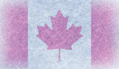 Hockey ice flag of Canada