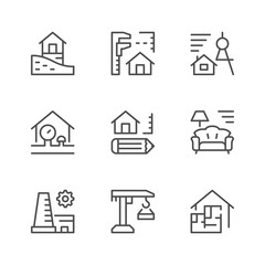 Set line icons of architectural
