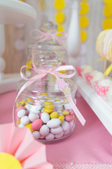 table with candy bar
