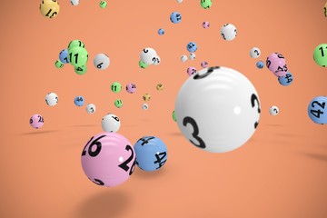 Composite image of falling lottery balls 
