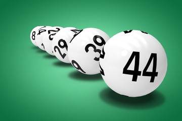 Composite image of line of lottery balls