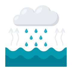 Hydrology concept with water cycle diagram, vector illustration in flat style